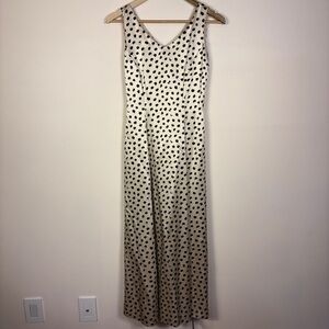 J. Peterman Vintage Cream Black Polka Dot Maxi Dress Elegant Old Money
